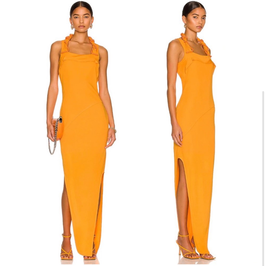 New With Tags Helmut Lang Twist Maxi Dress In Apricot Orange Large
